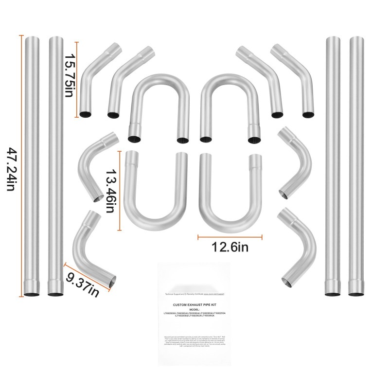 Pakoputkisarja 16-osainen galvanoitu teräsputki liukuliitoksilla universaali autokorjaamoille
