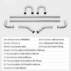 Pakoputkisarja 8 osaa sinkitty teräs 63,5 mm autoihin liukuliitoksilla