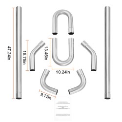 Pakoputkisarja 8 osaa sinkitty teräs 63,5 mm autoihin liukuliitoksilla