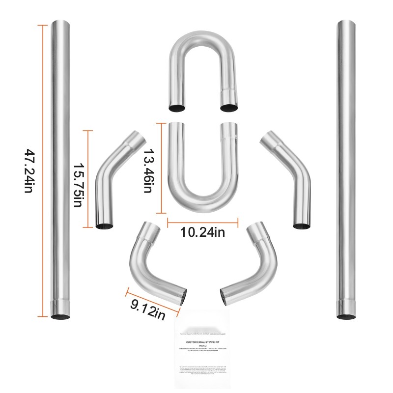 Pakoputkisarja 8 osaa sinkitty teräs 63,5 mm autoihin liukuliitoksilla