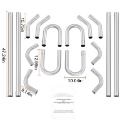 Pakoputkisarja 16-osainen korroosionkestävä sinkitty teräs suurihalkaisijaiset putket liukuvilla liitoksilla