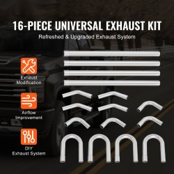 Pakoputkisetti 16-osainen galvanoitu teräs suurihalkaisijaiset putket sovitusliitoksilla