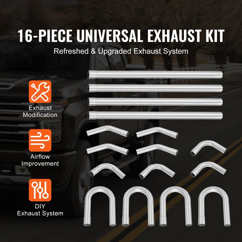 Pakoputkisetti 16-osainen galvanoitu teräs suurihalkaisijaiset putket sovitusliitoksilla