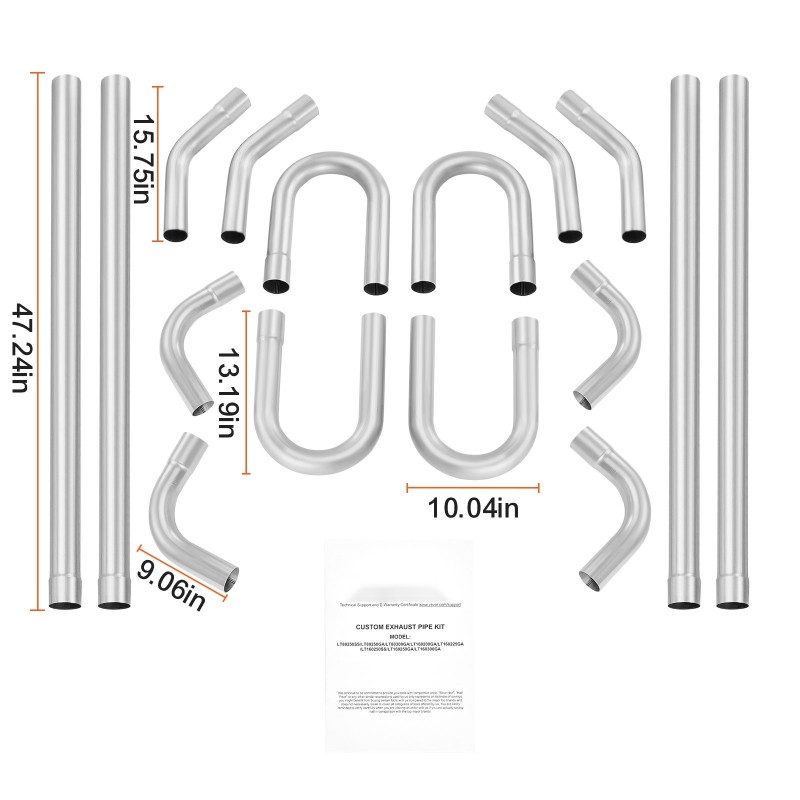 Pakoputkisetti 16-osainen galvanoitu teräs suurihalkaisijaiset putket sovitusliitoksilla