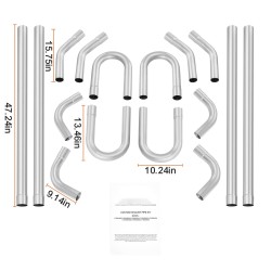 Pakoputkisetti 16-osainen ruostumaton teräs suurihalkaisijaiset putket liukuliitoksilla