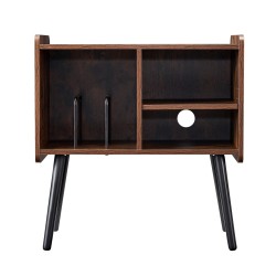 Levysoitinpöytä lastulevy mäntyjalat ruskea tilaa 100 levyä säädettävät hyllyt