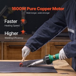 Kuumailmamuovihitsauslaite teho 1600W lämpöalue 50–600°C 4 suutinta 4 saumantelaa PP PE PVC