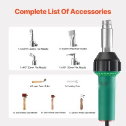 Kuumailmamuovihitsauslaite teho 1600W lämpöalue 50–600°C 4 suutinta 4 saumantelaa PP PE PVC