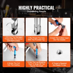 Kierrekorjaussarja 338 osaa HSS ja 304-ruostumaton teräs metriset M5–M12 tuumakoot 1/4–1/2