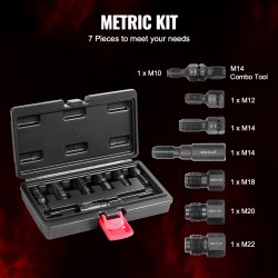 Kierteen korjaussarja 7-osainen metrinen hiiliteräs HRC45-55 sisäkierteiden korjaukseen