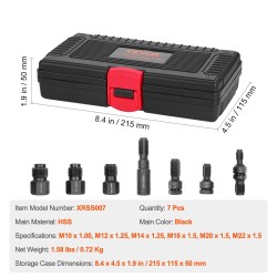 Kierteen korjaussarja 7-osainen metrinen hiiliteräs HRC45-55 sisäkierteiden korjaukseen