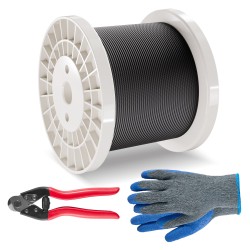 316-ruostumaton teräsvaijeri 3,18mm 152,4m 7x7-säikeet ulkokäyttöön sisältää leikkurin ja käsineet
