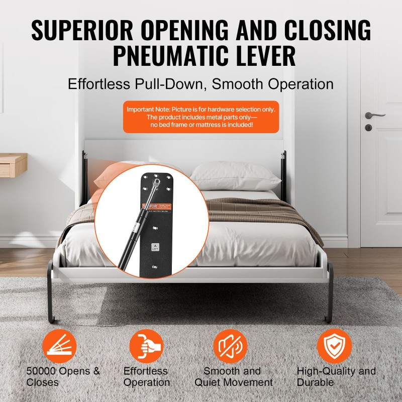 Seinäsängyn mekanismisarja täysikokoiselle sängylle kaasujousilla kaappiin taittuva tee se itse