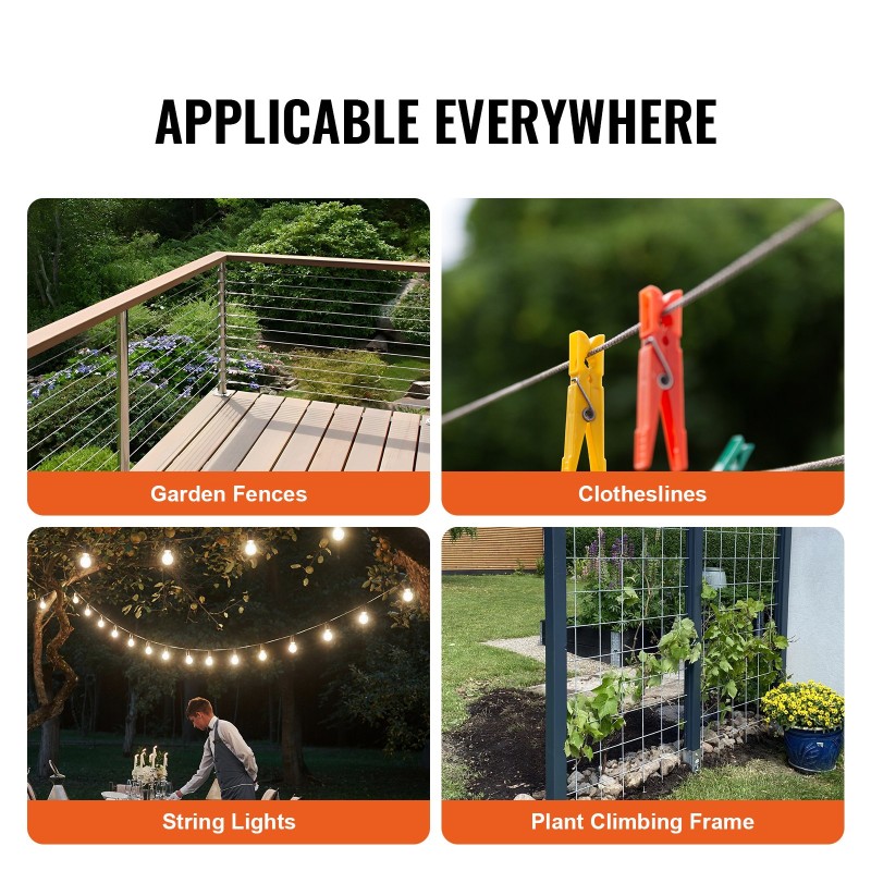 Teräsvaijeri 304-ruostumaton muovipinnoitettu 3,18 mm 30,5 m 7x7 59 tarviketta