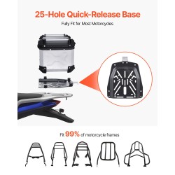 Moottoripyörän alumiiniseos takalaukku 45 litran tilavuus irrotettavalla nahkavuorella
