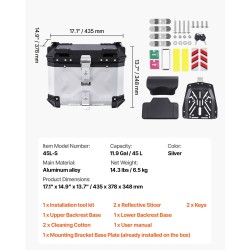 Moottoripyörän alumiiniseos takalaukku 45 litran tilavuus irrotettavalla nahkavuorella