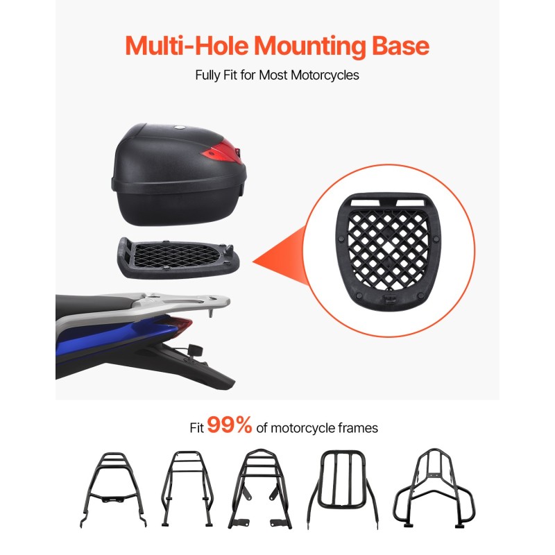 Moottoripyörän takalaukku 38 l PP-materiaali vesitiivis irrotettava heijastinpaneelit yleismallinen