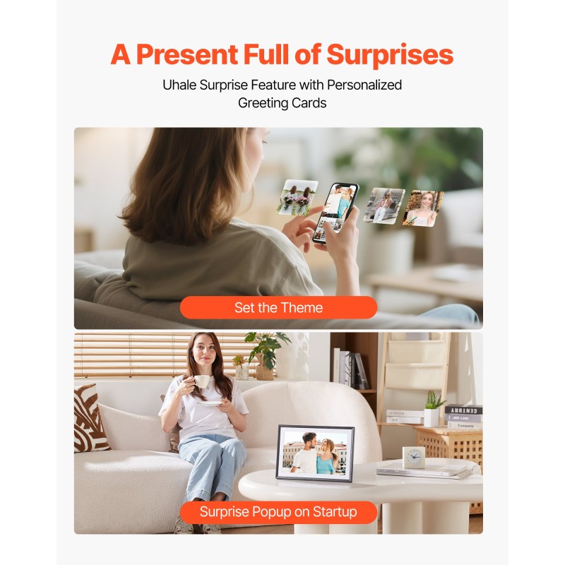 Digitaalinen valokuvakehys 10,1 tuuman IPS-kosketusnäyttö 32 GB sisäinen tallennustila langaton yhteys