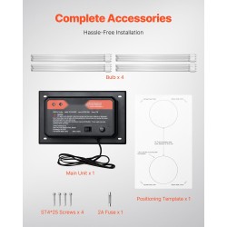 Ilmastointikanavaan asennettava polykarbonaattikoteloinen UV-C ilmanpuhdistin 72W 2 lamppua 2 varalamppua