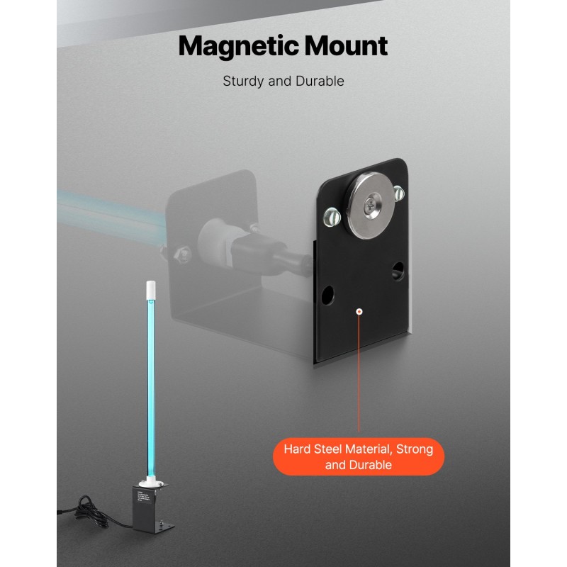 Ilmanpuhdistin ilmastointikanavaan teräs 25W UV UVC 17 tuumaa magneettikiinnitys mukana vaihtopolttimo