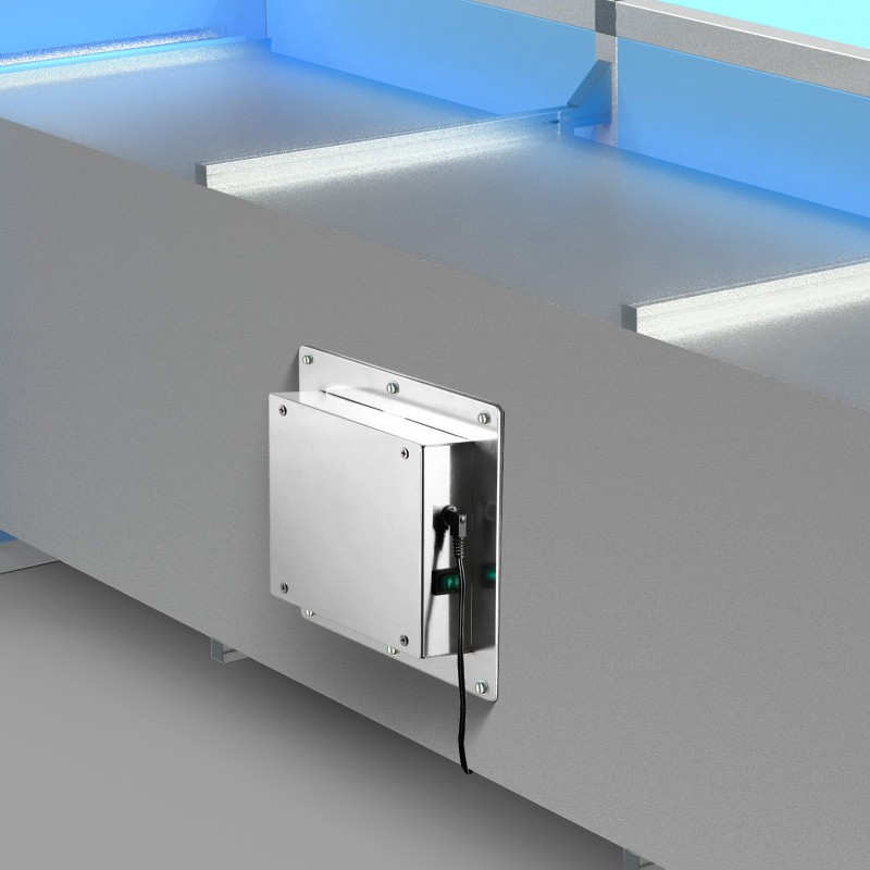 Ilmastointikanavaan asennettava alumiiniseosinen ilmanpuhdistin 24W yhdellä lampulla 313 mm