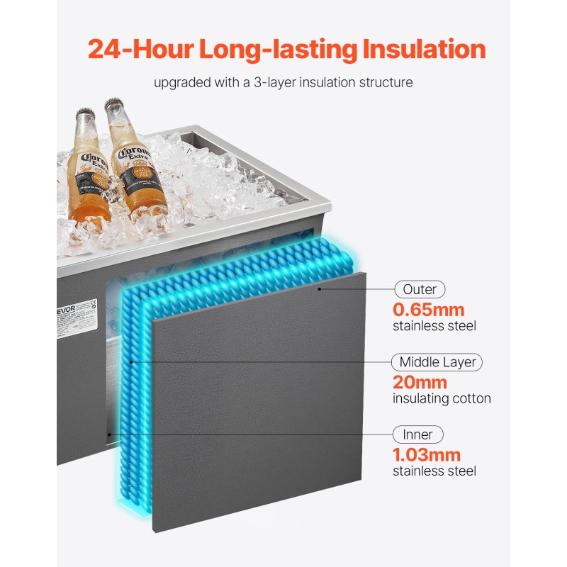 Upotettava ruostumattomasta teräksestä tehty kylmälaatikko 30 litran ulkokäyttöön kattilakansi