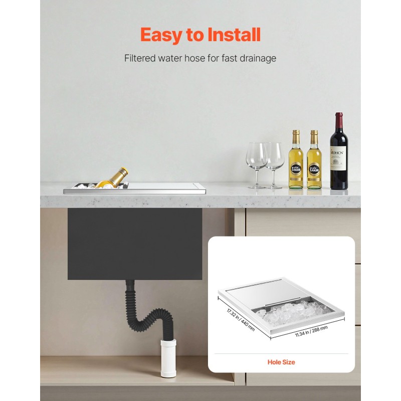 Upotettava kylmälaatikko ruostumatonta terästä 27,1 l liukukansi ulkokäyttöön