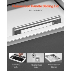 Upotettava kylmälaatikko ruostumatonta terästä 27,1 l liukukansi ulkokäyttöön