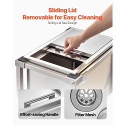 Ruostumaton teräksinen kylmävaunu 28 l liukukannella alahyllyllä pyörillä ulkokäyttöön