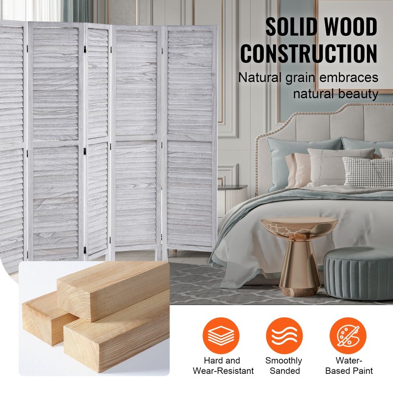 Puinen huoneenjakaja keisaripuusta 6 taittuvaa paneelia korkeus 1700 mm sisäkäyttöön