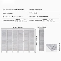 Puinen huoneenjakaja keisaripuusta 6 taittuvaa paneelia korkeus 1700 mm sisäkäyttöön