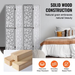 Puinen tilanjakaja paulownia-puuta 4 paneelia 1700 mm valkoinen sisäkäyttöön