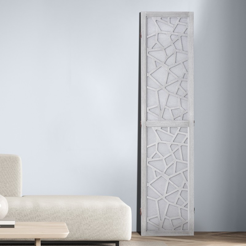 Puinen tilanjakaja paulownia-puuta 4 paneelia 1700 mm valkoinen sisäkäyttöön