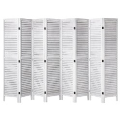 Puinen huoneenjakaja paulownia-puusta 8 paneelia taittuva 170 cm korkea valkoinen