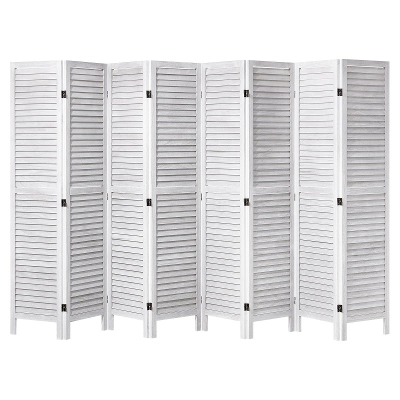 Puinen huoneenjakaja paulownia-puusta 8 paneelia taittuva 170 cm korkea valkoinen