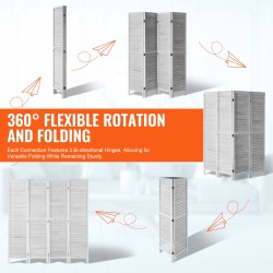 Huoneenjakaja 4-paneelinen keisaripuinen vaaleanharmaa taittuva 170 cm korkea