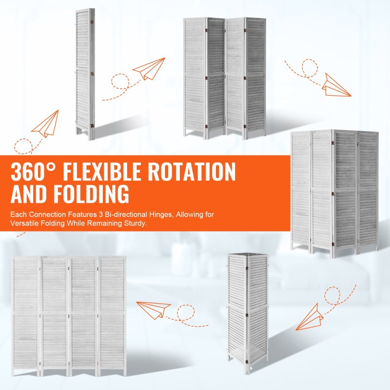 Huoneenjakaja 4-paneelinen keisaripuinen vaaleanharmaa taittuva 170 cm korkea
