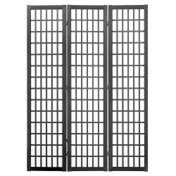 Tilanjakaja 3 paneelinen japanilaistyylinen massiivipuinen runko musta avattuna 1205 x 1700 mm