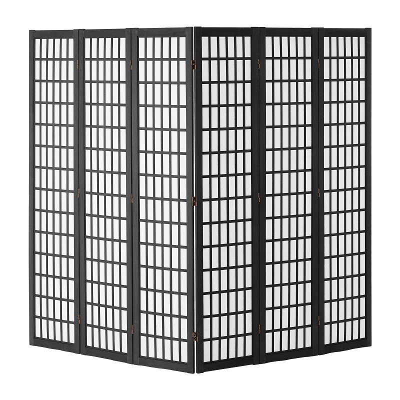Tilanjakaja 6-paneelinen japanilaistyylinen taitettava paulownia runko musta kuitukangas sisäkäyttöön