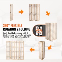 Tilanjakaja 4-paneelinen japanilaistyylinen taittuva paulownia-puusta ja ei-kudotusta kankaasta