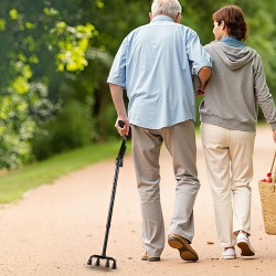 Kävelykeppi alumiinirunko 10-portainen korkeussäätö nelikärkinen jalusta 113 kg kantavuus