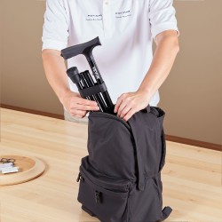 Kävelykeppi kokoontaitettava alumiinirunko viisiportainen korkeussäätö liukuestokumipää sata kiloa musta kevyt