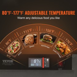 Ruostumattomasta teräksestä valmistettu 5-tasoinen ruokienlämmitinkaappi vesialtaalla säädettävällä lämpötilalla 80–177℉