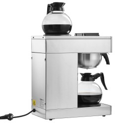 Kaupallinen suodatinkahvinkeitin ruostumaton teräsrunko 12 kupin 2 lasikannua 2 lämmityslevyä