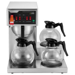 Suodatinkahvinkeitin 12 kupin 3 lasikannulla ja 3 lämmityslevyllä ruostumattomasta teräksestä