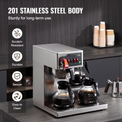 Suodatinkahvinkeitin 12 kupin 3 lasikannulla ja 3 lämmityslevyllä ruostumattomasta teräksestä