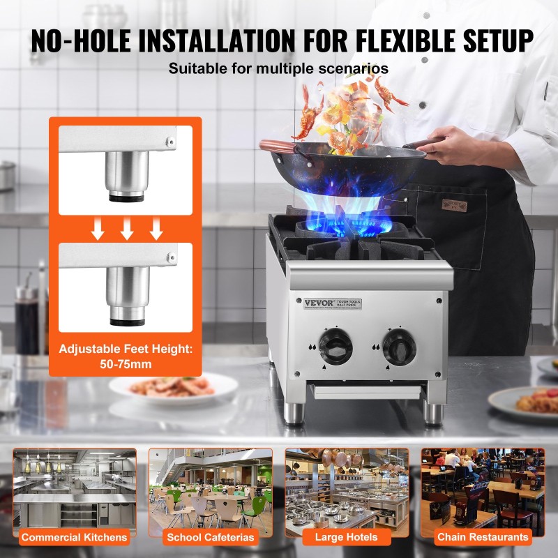 Kaasuliesi pöytämallinen kaksi polttinta ruostumaton teräs 14 kW maakaasu ja propaani