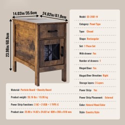 Yöpöytä lastulevy ja MDF-levy 3 tasoa kaappi ja laatikko virtapaneelilla luonnonpuun värissä