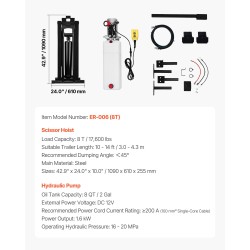 Hydraulinen kaatolavasarja korkealujuuksinen teräsrunko 8 tonnin kuormankantokyky kaksitoiminen hydraulipumppu 12 voltin