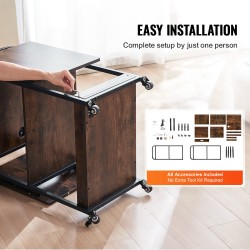 Lämpöprässipöytä 3-tasoinen taitettavalla sivupöydällä latausasemalla kahdella pistorasialla ja kahdella USB-portilla